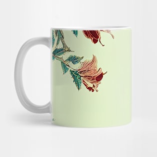 Victorian Blooming Flowers Cream, Red, and Green Mug